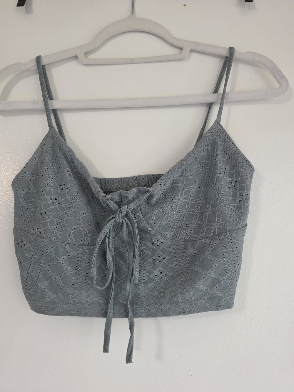 SHEIN Green Eyelet Lace-Up Crop Camisole